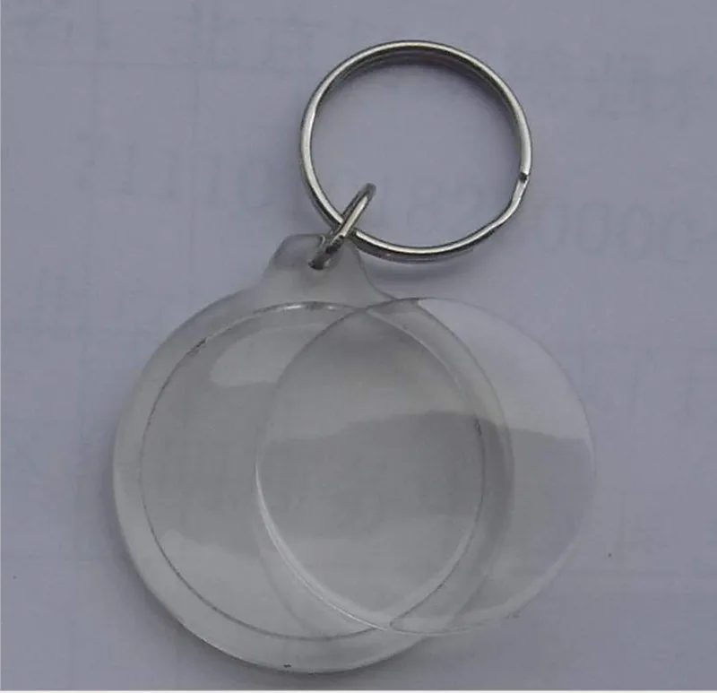 3x Blank Round Acrylic Keyrings 41mm Frame & 34mm Photo key ring plastic 09010 