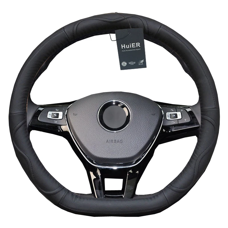 08 Car Steering Wheel Cover D Shape PU Leather For Volkswagen VW Golf R Alltrack Passat jetta Audi TT Renault Citroen Peugeot