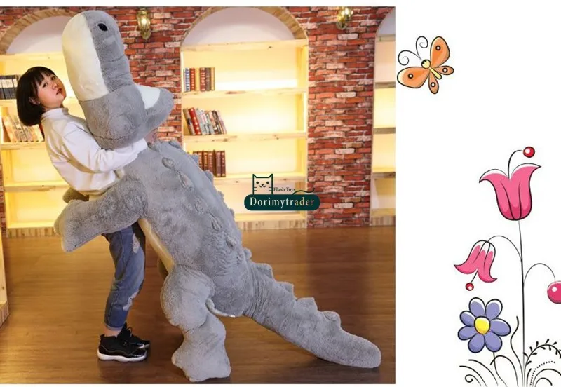 Dorimytrader 200cm Huge Cute Simulated Animal  Crocodile Stuffed Pillow Cushion Big Cartoon Alligator Plush Toy Kids Doll Present DY60155(10)