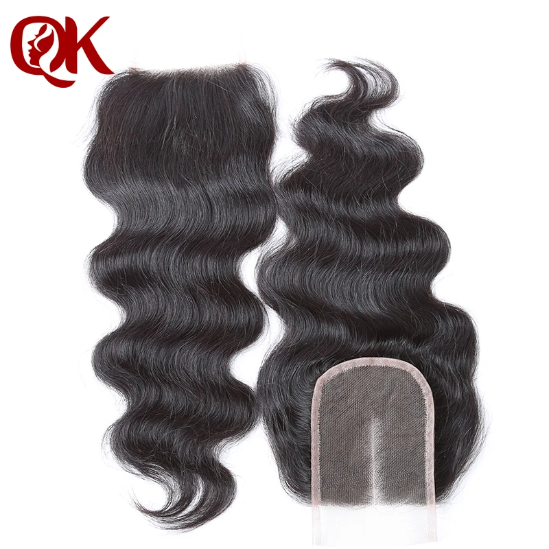 QueenKing волосы бразильские кружева Закрытие тела волнистые волосы 3," x 4" французское кружево 10-18 дюймов натуральный цвет человеческие волосы закрытие