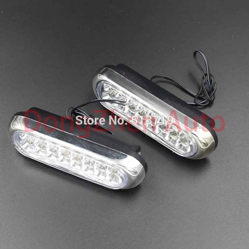 Free shipping 2pcs White 16LED Universal Style Car Grille Aux DRL
