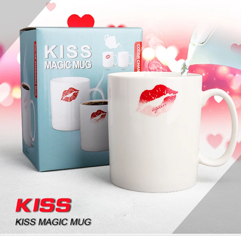 Кружки с надписью Love Style Kiss цветовая стандартная Термочувствительная чашка