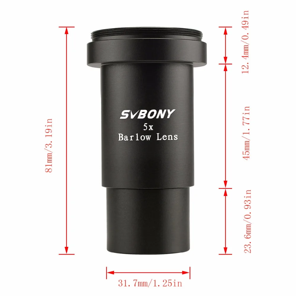 SVBONY 5X линза Барлоу 1,2" Металлическая резьба M42* 0,75 шаг для астрономии Монокуляр бинокль телескоп окуляр F9130