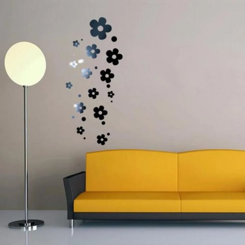 3D DIY Acrylic Mirror Wall Sticker Flower/Heart Stickers Decal Mosaic