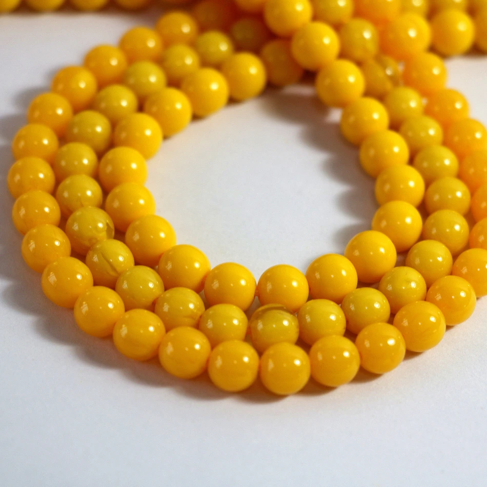 

Hot-selling Yellow resin beeswax 5mm 6mm 8mm 10mm new stone round loose beads diy beautiful jewelry findings accessories B35