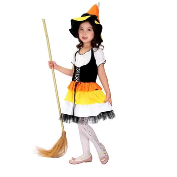 

M-XL fantasia Girls Halloween Witch Costumes Children Sorceress Cosplay Kids wizard Role play Easter stage show Masquerade dress