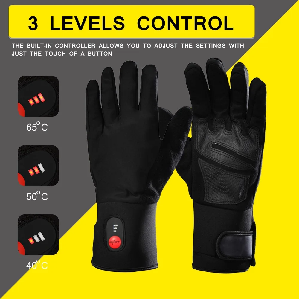 65°C Elektrische wiederaufladbare Handschuhe beheizt Winter Hand Warm 