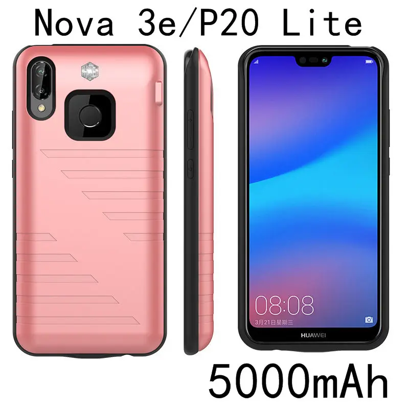 Ударопрочный чехол-батарея P20 для huawei Nova 3e P20 Lite, запасное зарядное устройство, чехол s для huawei P20 Pro, чехол для зарядки - Цвет: Nova3e-Pink