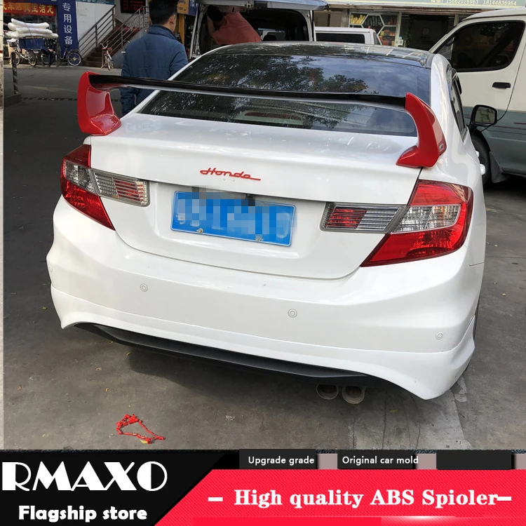 

For HONDA Civic Spoiler 2012-2015 FD2 High Quality ABS Material Car Rear Wing Primer Color Rear Spoiler