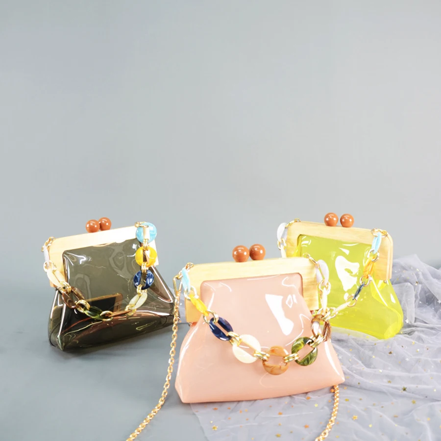 

Acrylic Chain Women's Handbags Transparent Pvc Waterproof Women Crossbody Bags Designer Famous Brand Jelly Ladies Shoulder Bags