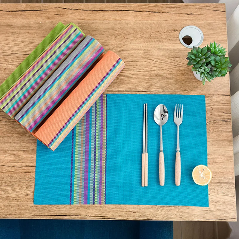 

Non-slip Insulation Rainbow PVC45 * 30cm Kitchen Placemat Simple European Table Mat Coaster Insulation Pad