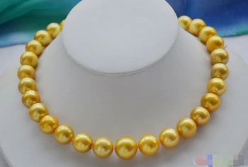 

Free shipping@@@@@ P4595 Huge AA++ 17" 14mm ROUND GOLDEN Freshwater cultured PEARL NECKLACE