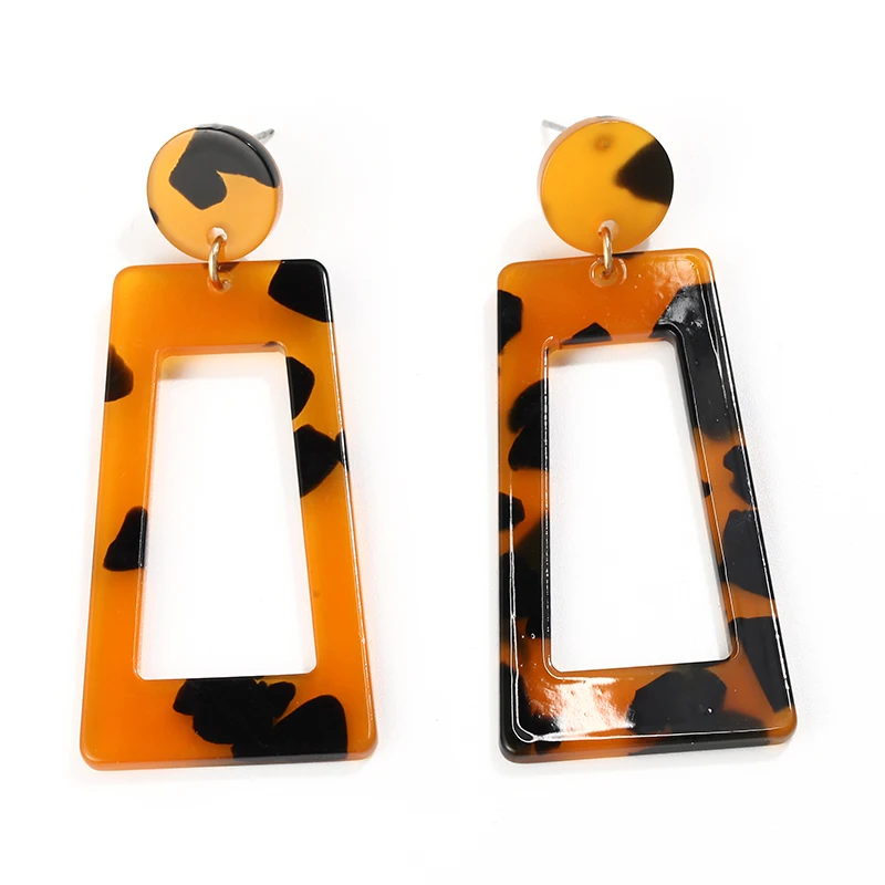 

2019 Korean Trendy Geometric Leopard Earrings Vintage Blue Acrylic Dangle Drop Summer Earrings for Women Accessories Oorbellen