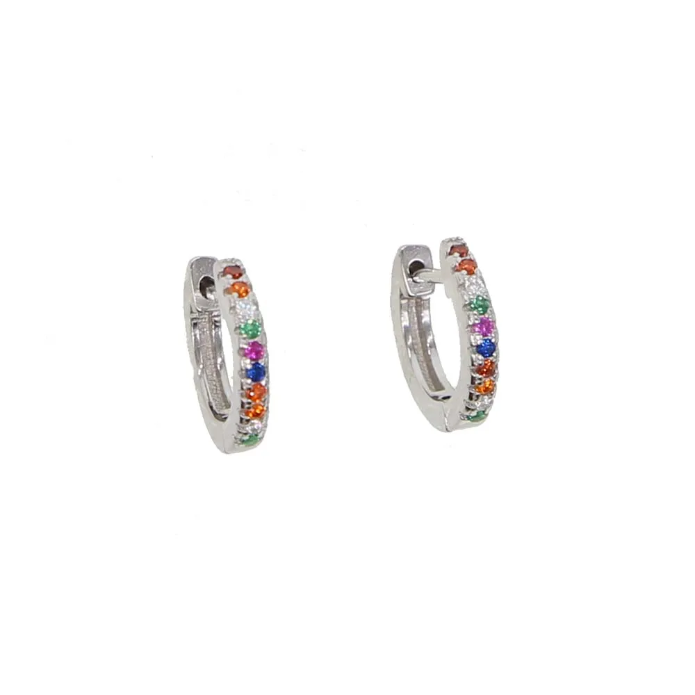 Стерлинговое Серебро 925 пробы, радужные Разноцветные серьги-кольца для женщин, Помолвочные Позолоченные huggie крошечные хрящи, ювелирные кольца