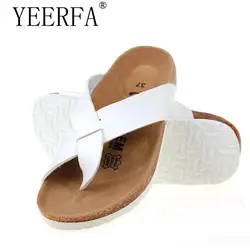 YEERFA/Новинка 2019, модные мужские шлепанцы, разноцветные летние пляжные сандалии, шлепанцы с пряжкой, пробковая обувь, шлепанцы, большие