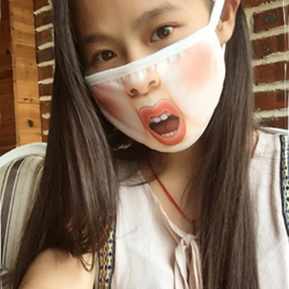 Креативная маска для рта озорная противопылевая теплая маска для лица с принтом маска для большого рта интересна для девочек и мальчиков SAN0