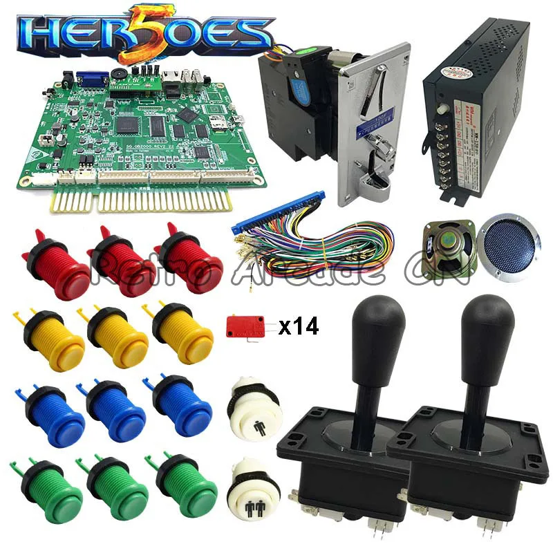 US $238.99 2sets Heroes 5 PCB arcade kit 2020 in 1 game Board with joystick Button Power Supply coin acceptor jamma for DIY cabinet machine