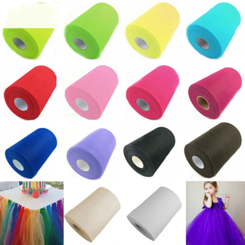 FENGRIS-100-yard-15-cm-DIY-Wedding-Decoration-Tulle-Roll-Spool-Tutu-Apparel-Knit-Fabric-For