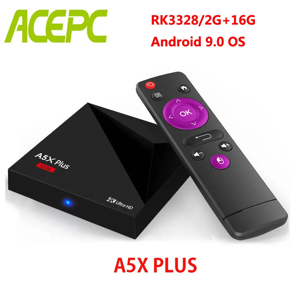 

A5X Plus Android TV BOX RK3328 Quad-Core 64bit Cortex-A53 DDR3 2GB eMMC 16GB WIFI2.4G Android TV BOX HDMI 4K 3D video Supports