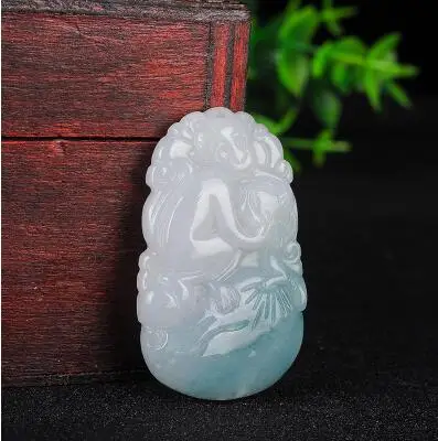 

Natural jadeite Chinese zodiac pendant Zodiac monkey Yu pei necklace pendant for women and men Send a certificate