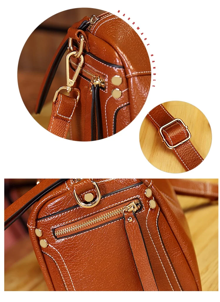 Bolsa de couro genuíno das mulheres crossbody