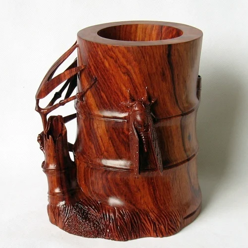 

S Zhai mahogany wood carving crafts Gallery] ornaments Suanzhimu contentment pen business gifts