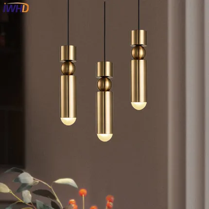 

IWHD Simple Iron Pendant Lights Modern Creative Mini gold HangLamp Kitchen Living Room cafe Home Lighting Fixtures Lamparas