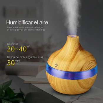

300ml Electric Humidifier Aroma Oil Diffuser Ultrasonic Wood Grain Air Humidifier USB Mini Mist Maker LEDLight For Home Office