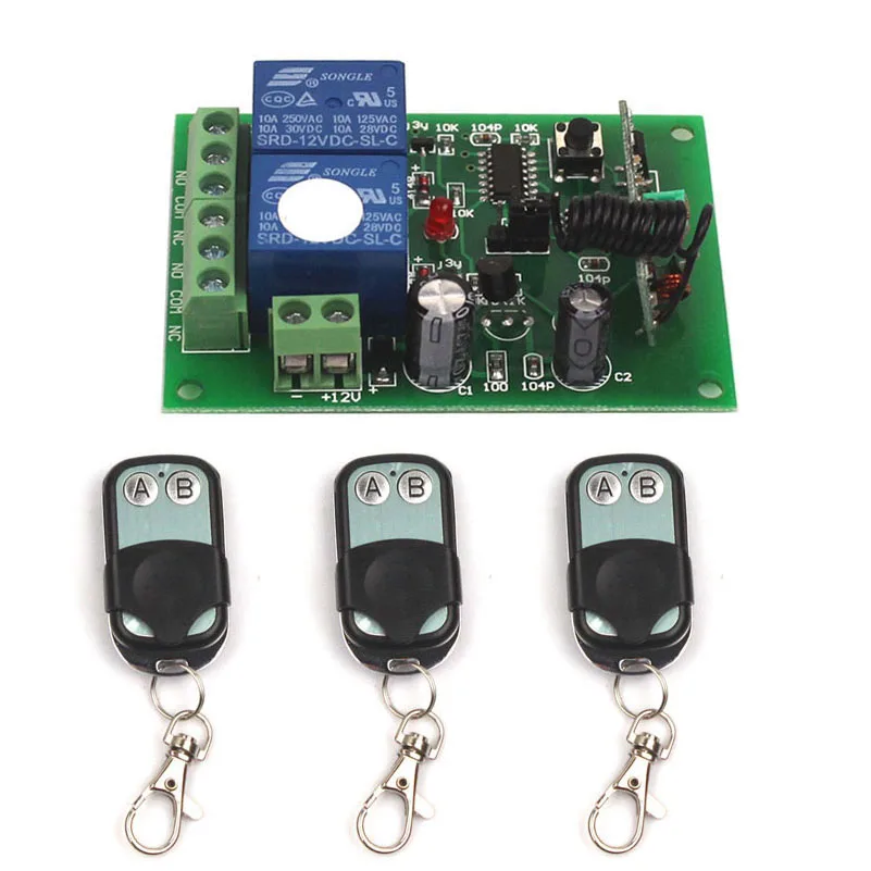 315433MHz Remote Switch 12V 2CH Switch Relay Wireless Remote Control Relay Module 12V 2Chanel Transmitter Receiver-3