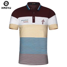 Men's Polo Shirt Air Cotton Short Sleeves Letter Logo Famous Brand Slim Gradient England Style Homme New Haoyu