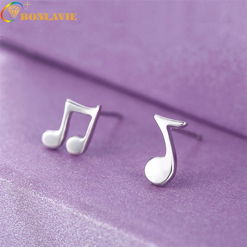 Прекрасный серебряный Цвет музыкальная кнопка-держатель для записей серьги для Для женщин милые табулатура подвеска-Чарм в форме ноты серьги-клипсы ювелирные изделия