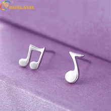 Прекрасный серебряный Цвет музыкальная кнопка-держатель для записей серьги для Для женщин милые табулатура подвеска-Чарм в форме ноты серьги-клипсы ювелирные изделия