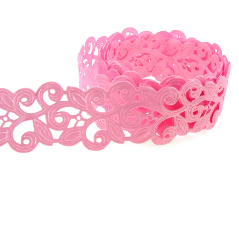 20Yards 7/8" Printed Hollow Flower Ribbons Fabric Lace Ribbon For Trim