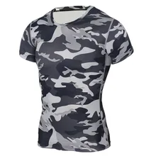 Спортивная футболка для фитнеса Мужская камуфляжная футболка для спортзала Бодибилдинг камуфляжные колготки мужские быстросохнущие футболки с коротким рукавом спортивные топики