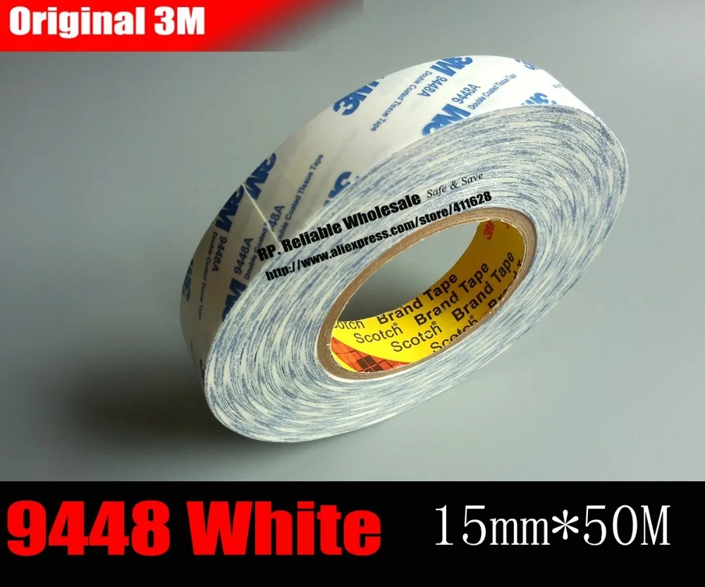 buy (15mm* 50M) 3M Double Sided Adhesive Tape Sticky for LED Screen Refrigerator Control Pannel Adhesive Scotch 9448A White