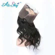 Perruque Lace Frontal Closure 360 brésilienne – Alisky, cheveux naturels ondulés, pre-plucked, avec Baby Hair, halo