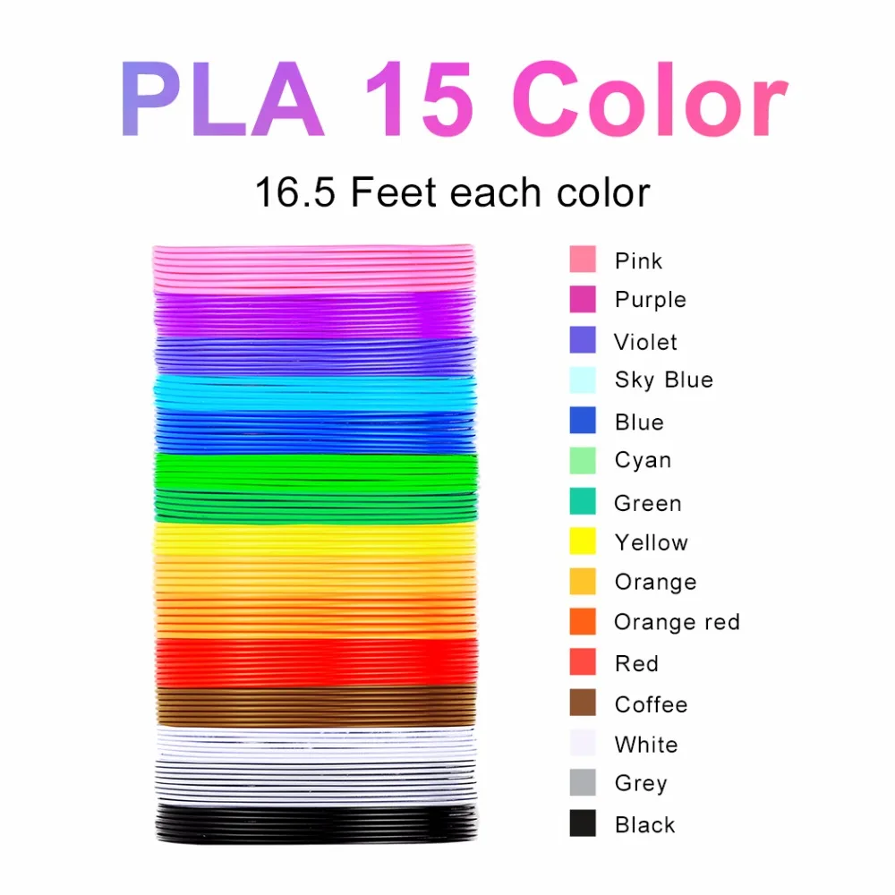 

TIANSE 3d pen filament PLA 1.75mm 15 Colors 3D Printer Filament Materials For 3D Printing Pen 75 Meters pla plastic Consumables