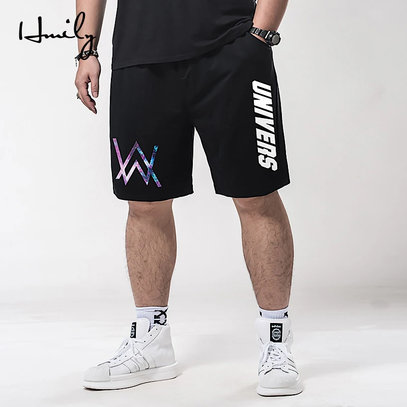

HMILY Summer Casual Men Elastic Waist Shorts Plus Size Printed Man Loose Shorts Big Size 80-140kg Man All-match