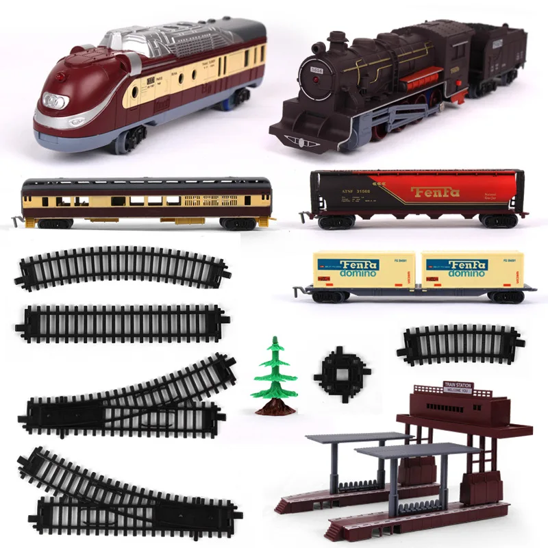 

Toy Simulation of Endeavor Rail Train Toys for Boys Locomotive Streetscape Track Containerized Carriage Toys for Children Trees