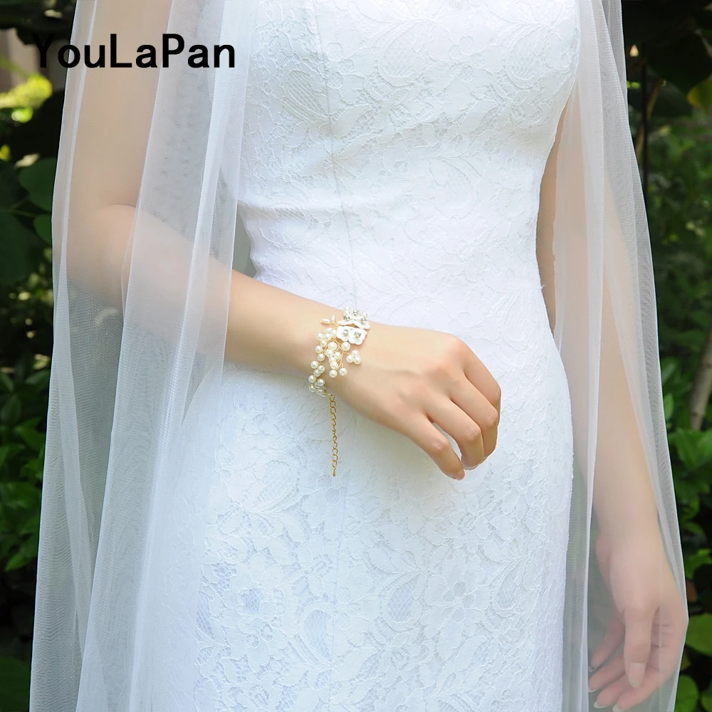 

YouLaPan D16 Bridal Pearl Cuff Freshwater Pearls Wedding Cuff Custom Handmade Bracelet Prom Hand Wedding Wrist Band