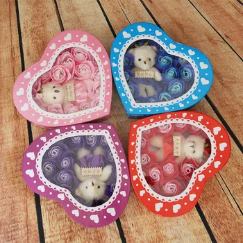 

Bear rose flower soap soap to spend Valentine's Day custom heart-shaped gift box Christmas gift