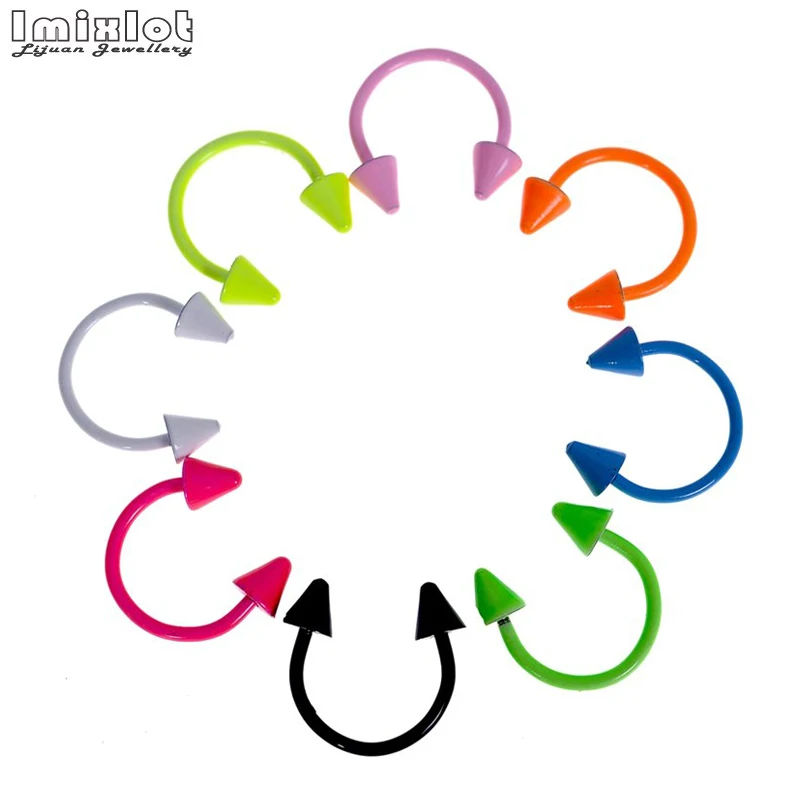 

8pcs Steel Anodized Cone Circular Barbell Lip Nose Rings Piercing Colorful Horseshoe Helix Piercings Fashion Body Jewelry