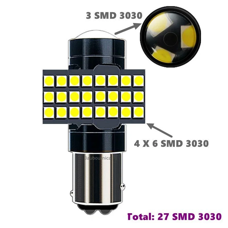 1 шт. 1157 BAY15D P21/5 Вт 1500LM 27 SMD 3030 светодиодная автомобильная лампа указателя поворота