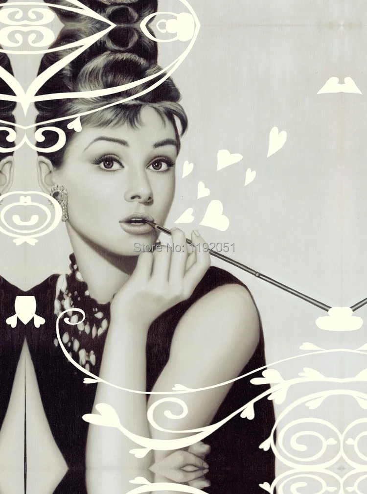

canvas painting Adurey Hepburn portrait posters pictures retro printing vintage style decorative art living room decoration