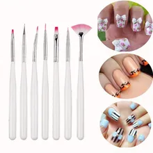 Bgvfive7 шт/набор кисти для рисования ногтей УФ-гель, акриловый кисть для дизайна ногтей маникюрная щетка ручка рисунки Дотсом белый набор щеточек для ногтей