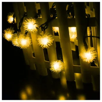 

JFBL 2X LED 4.8m 20 LED Solar Outdoor String Fairy Lights Snowball Solar Powered for Outside Garden Party Christmas white Color