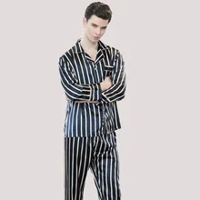 Для мужчин осень плюс пижамный комплект мужской Повседневное топы и брюки искусственной любителей шелковые пижамы Для мужчин гостиная Appael ретро TZ597