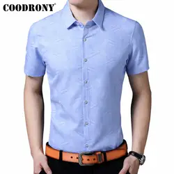 COODRONY Slim Fit короткий рукав хлопковая рубашка для мужчин Одежда Лето Уличная мода цветочный деловые рубашки в повседневном стиле S96076