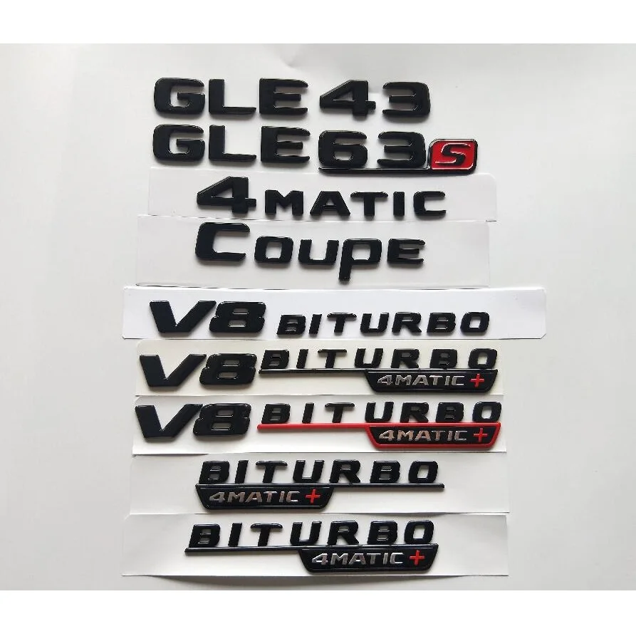 

Gloss Black Letters GLE43 GLE63 GLE63s V8 BITURBO 4MATIC+ Fender Trunk Emblem Emblems Badges for Mercedes Benz AMG W166 C292