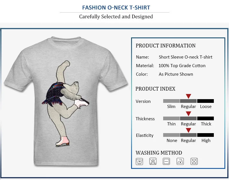 Bear Ice skating 2018 Birthday Tops & Tees O-Neck Pure Cotton Short Sleeve Top T-shirts for Men Tee Shirts Summer Fall Bear Ice skating